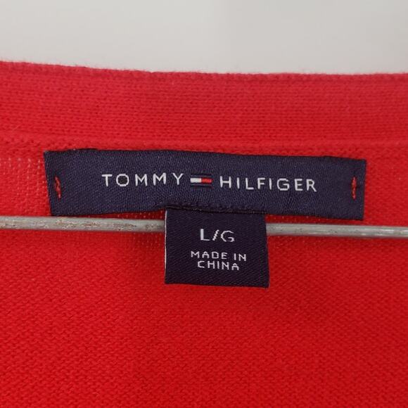 TOMMY HILFIGER Red Long Sleeve Sweater Womens Size Large L - Picture 3 of 4